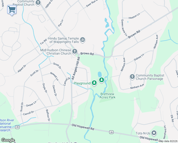 map of restaurants, bars, coffee shops, grocery stores, and more near 13 Regency Drive in Wappingers Falls
