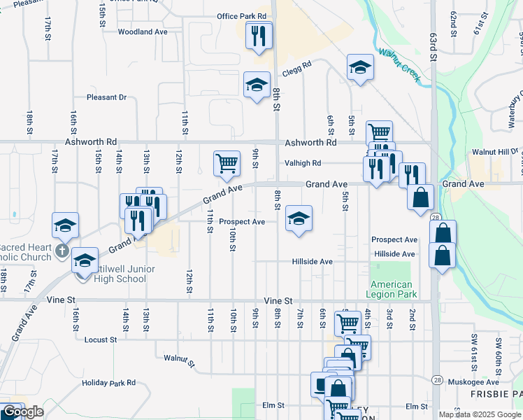 map of restaurants, bars, coffee shops, grocery stores, and more near 807 9th Street in West Des Moines