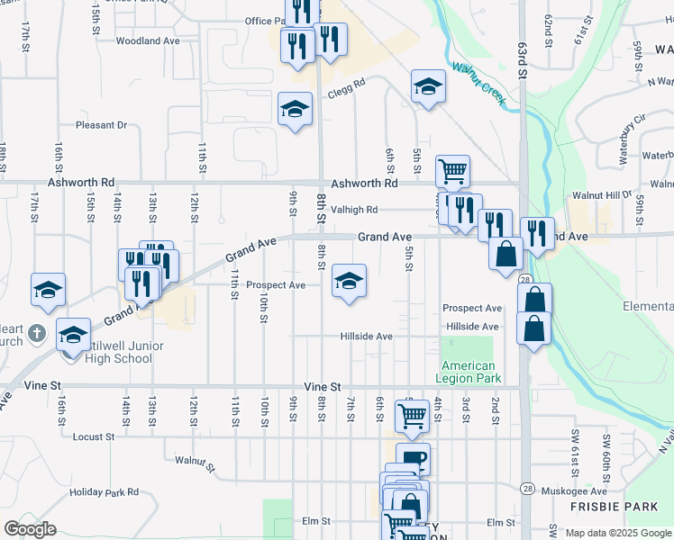 map of restaurants, bars, coffee shops, grocery stores, and more near 815 8th Street in West Des Moines