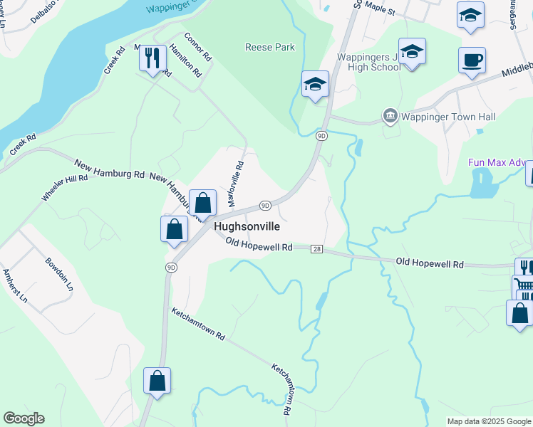 map of restaurants, bars, coffee shops, grocery stores, and more near 2399 New York 9D in Wappingers Falls