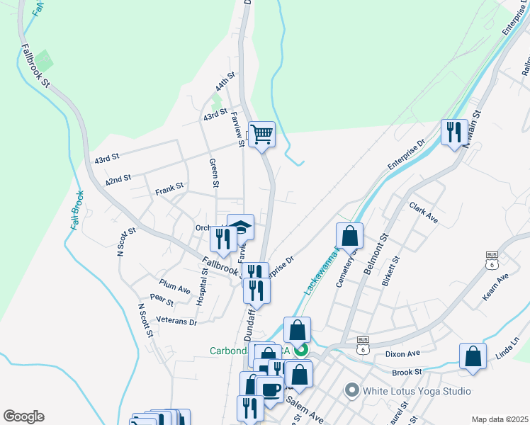 map of restaurants, bars, coffee shops, grocery stores, and more near 185 Dundaff St in Carbondale