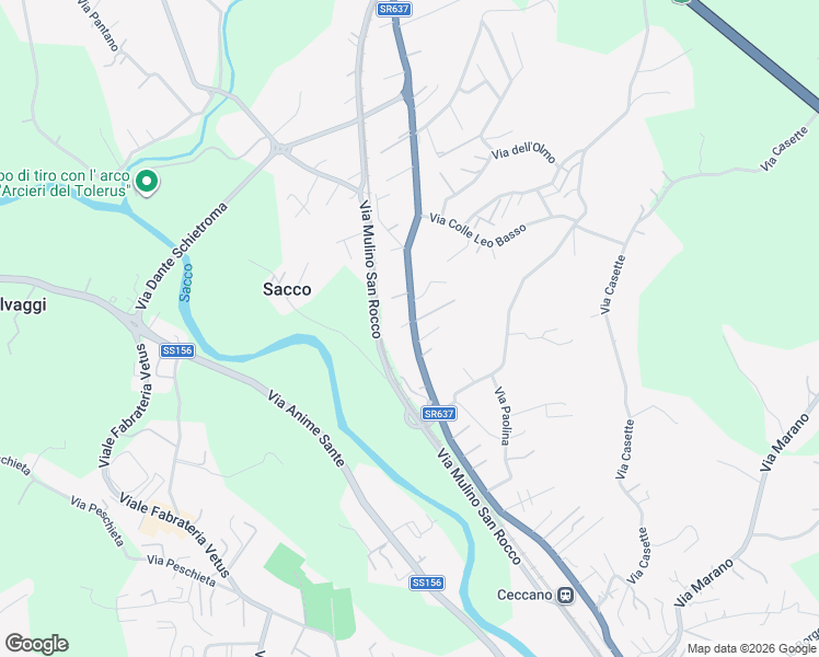 map of restaurants, bars, coffee shops, grocery stores, and more near 350 Via per Frosinone in Ceccano