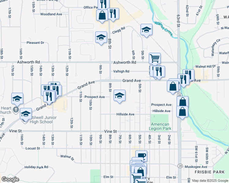 map of restaurants, bars, coffee shops, grocery stores, and more near 815 8th Street in West Des Moines
