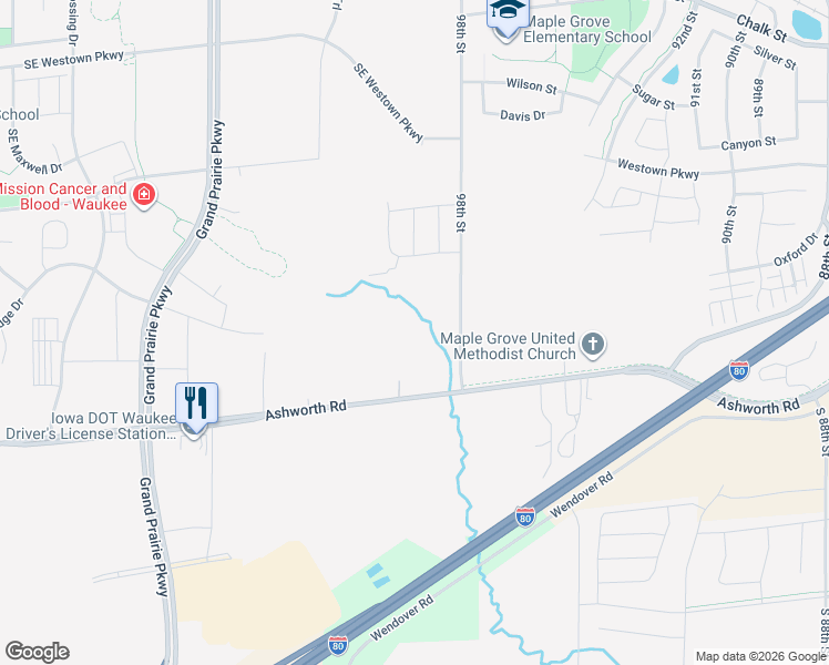 map of restaurants, bars, coffee shops, grocery stores, and more near 3319 Ashworth Road in Waukee