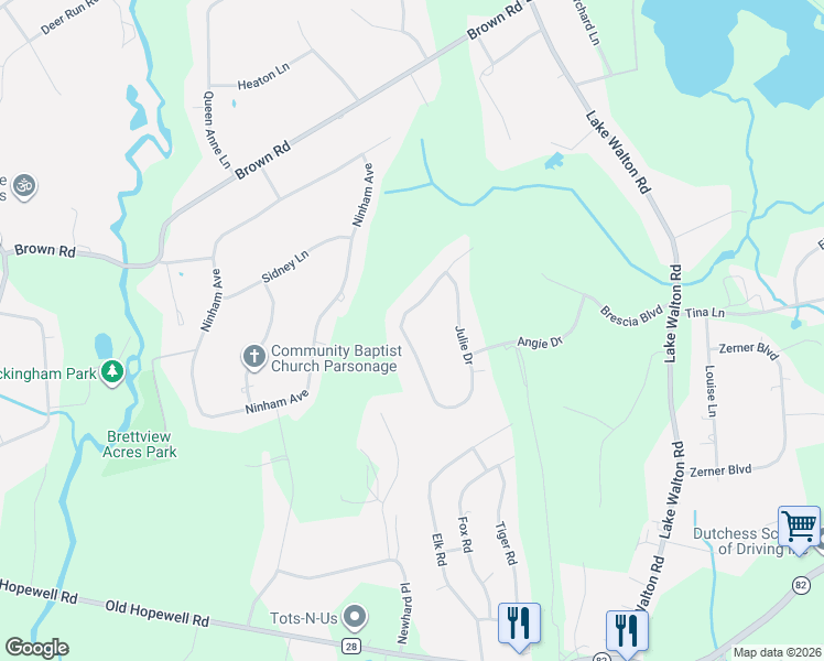 map of restaurants, bars, coffee shops, grocery stores, and more near 43 Julie Drive in Hopewell Junction