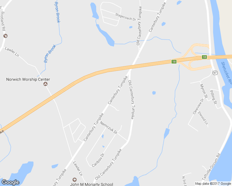 map of restaurants, bars, coffee shops, grocery stores, and more near 375 Canterbury Turnpike in Norwich