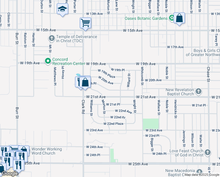 map of restaurants, bars, coffee shops, grocery stores, and more near 4236 20th Place in Gary