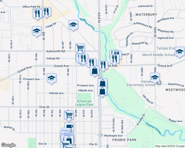 map of restaurants, bars, coffee shops, grocery stores, and more near 854 1st Street in West Des Moines