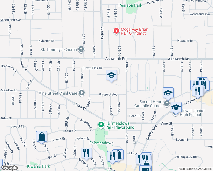 map of restaurants, bars, coffee shops, grocery stores, and more near 807 23rd Street in West Des Moines
