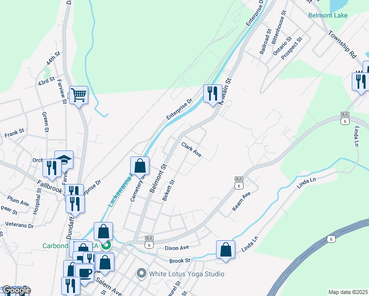 map of restaurants, bars, coffee shops, grocery stores, and more near 25 Clark Avenue in Carbondale