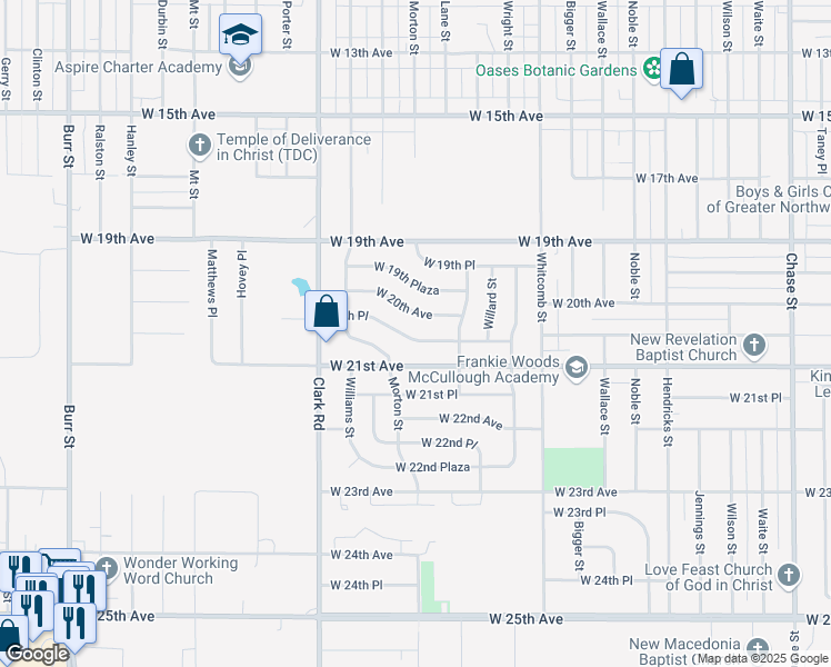map of restaurants, bars, coffee shops, grocery stores, and more near 4240 20th Place in Gary