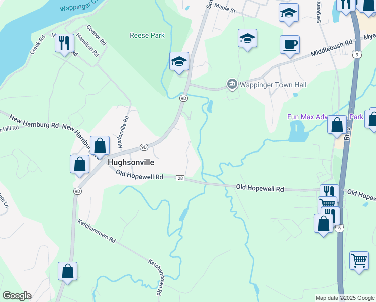 map of restaurants, bars, coffee shops, grocery stores, and more near 48 Berry Lane in Wappingers Falls