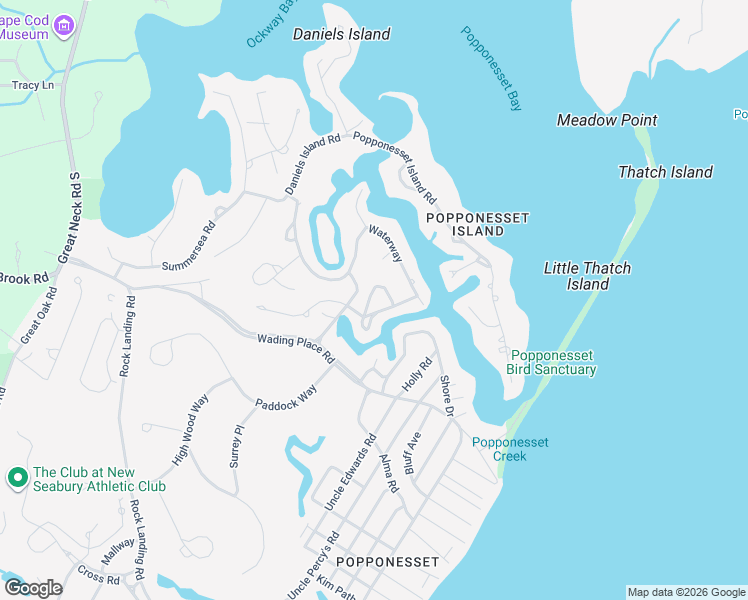 map of restaurants, bars, coffee shops, grocery stores, and more near 205 Waterway in Mashpee