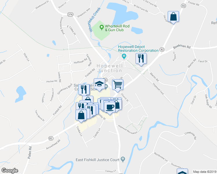 map of restaurants, bars, coffee shops, grocery stores, and more near 447 New York 376 in Hopewell Junction