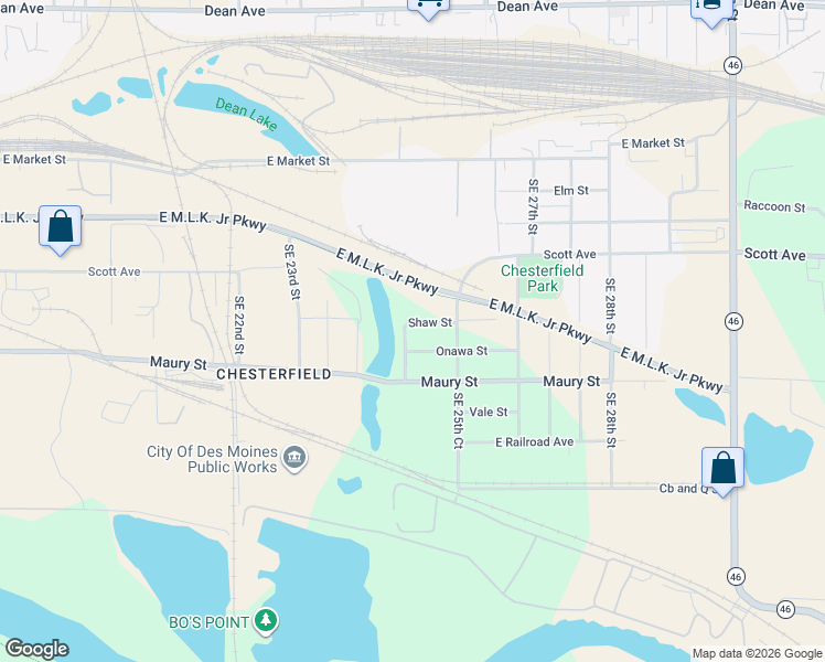 map of restaurants, bars, coffee shops, grocery stores, and more near 726 Southeast 25th Street in Des Moines