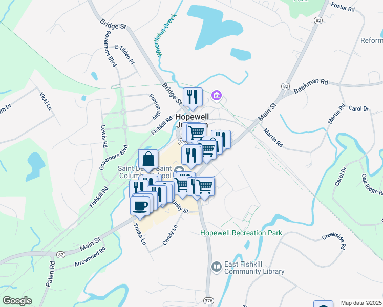 map of restaurants, bars, coffee shops, grocery stores, and more near 447 New York 376 in Hopewell Junction