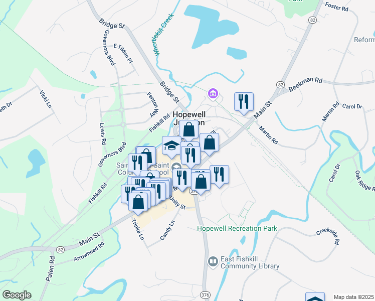 map of restaurants, bars, coffee shops, grocery stores, and more near 447 New York 376 in Hopewell Junction