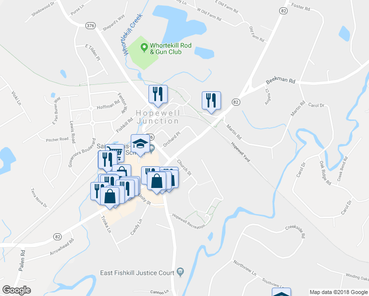 map of restaurants, bars, coffee shops, grocery stores, and more near 884 New York 82 in Hopewell Junction