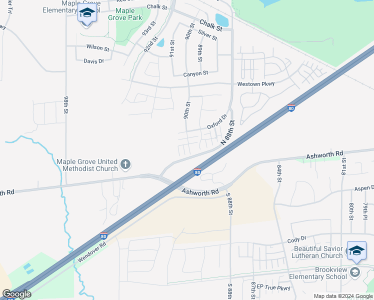 map of restaurants, bars, coffee shops, grocery stores, and more near 1036 90th Street in West Des Moines