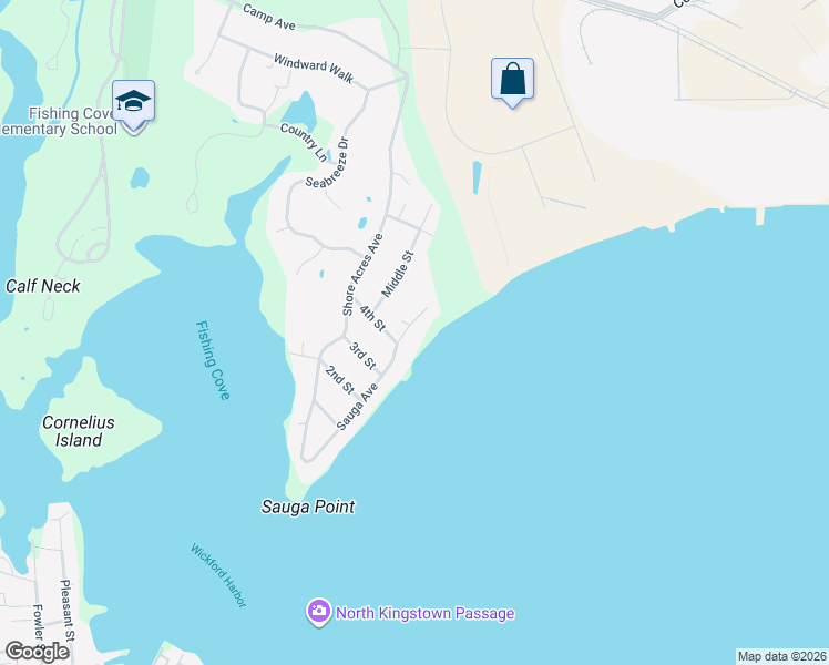 map of restaurants, bars, coffee shops, grocery stores, and more near 159 Sauga Avenue in North Kingstown