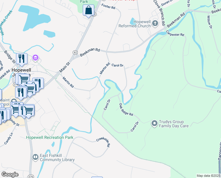 map of restaurants, bars, coffee shops, grocery stores, and more near 47 Carol Drive in Hopewell Junction