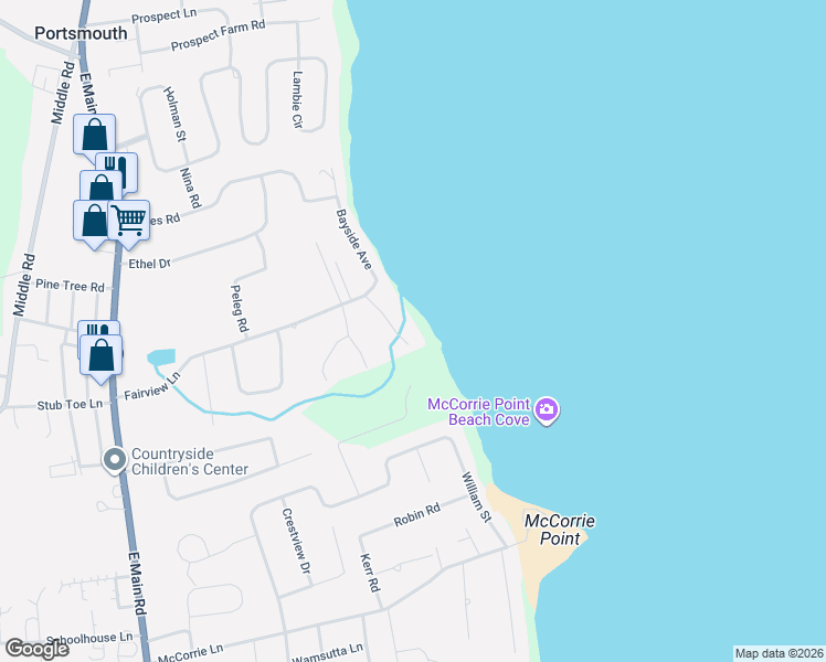 map of restaurants, bars, coffee shops, grocery stores, and more near 22 Oliver Hazard Perry Road in Portsmouth