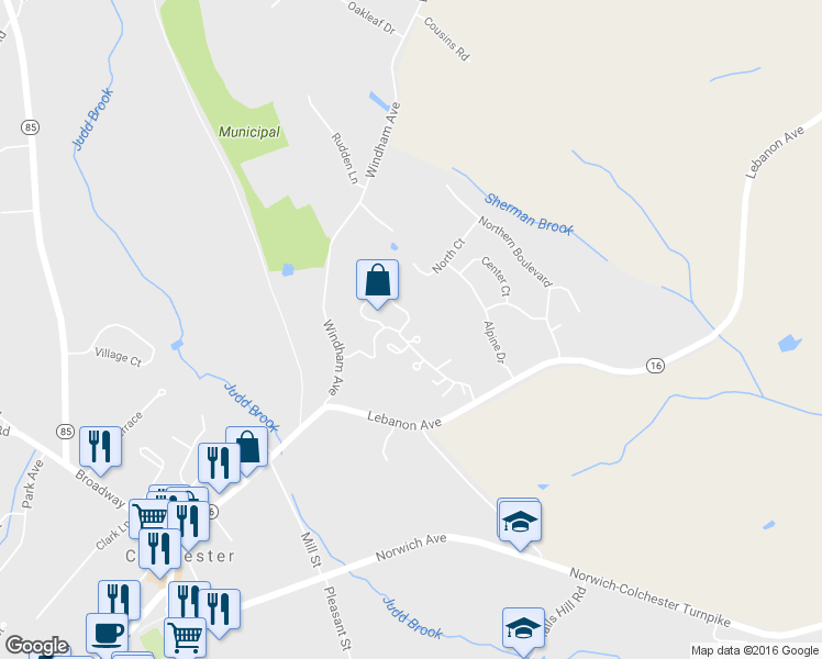 map of restaurants, bars, coffee shops, grocery stores, and more near 8 Highwood Circle in Colchester