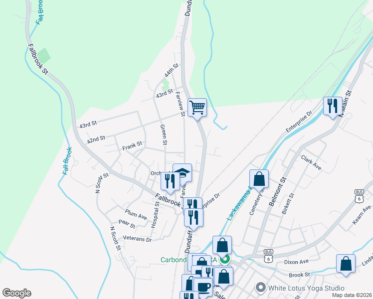 map of restaurants, bars, coffee shops, grocery stores, and more near 109 Farview Street in Carbondale