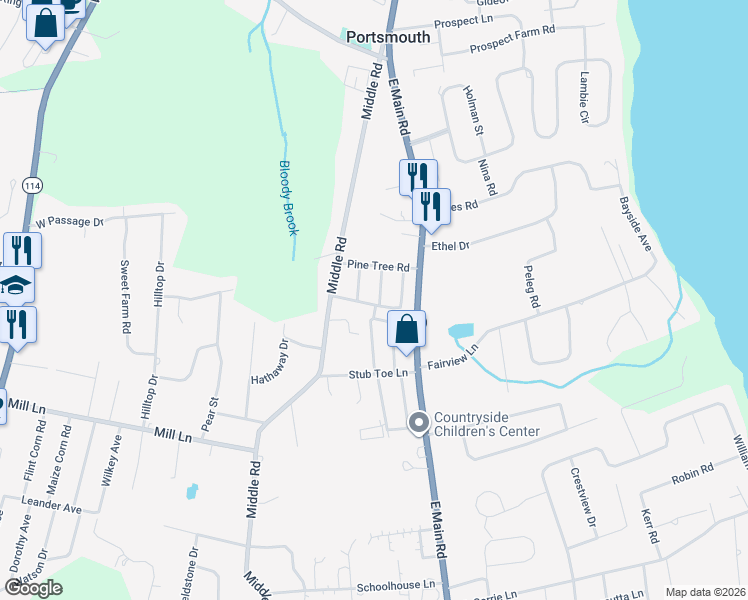 map of restaurants, bars, coffee shops, grocery stores, and more near 14 Cypress Street in Portsmouth
