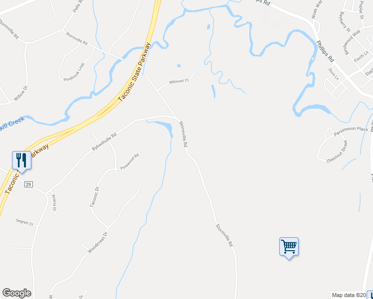 map of restaurants, bars, coffee shops, grocery stores, and more near 84 Stormville Road in Hopewell Junction