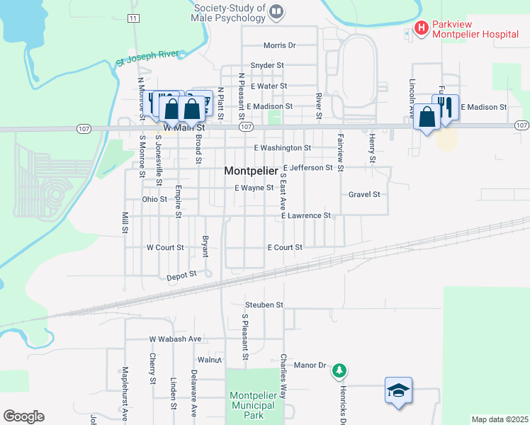 map of restaurants, bars, coffee shops, grocery stores, and more near 420 South Harrison Street in Montpelier