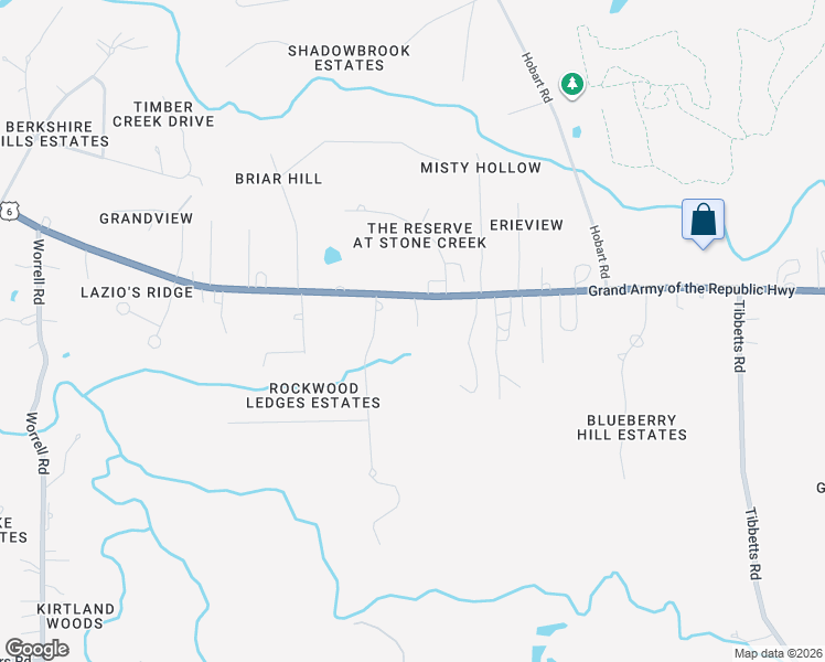 map of restaurants, bars, coffee shops, grocery stores, and more near 7478 Euclid Chardon Road in Kirtland