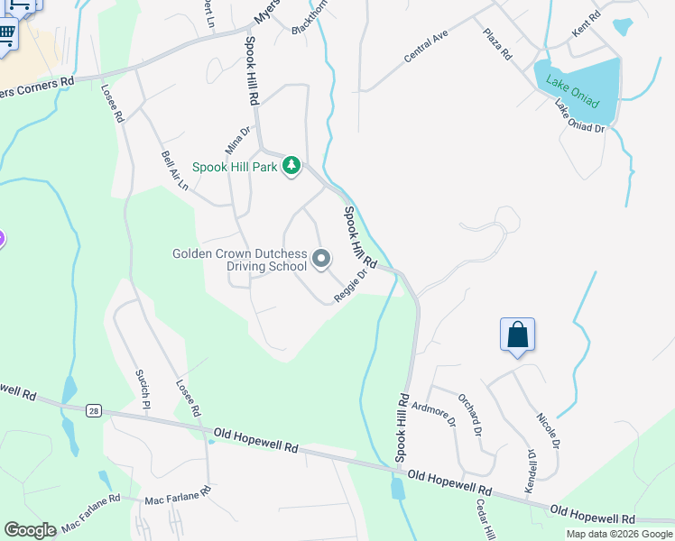 map of restaurants, bars, coffee shops, grocery stores, and more near 4 Dara Lane in Wappingers Falls