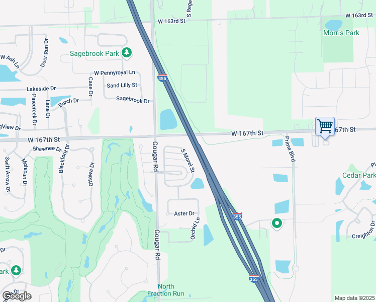 map of restaurants, bars, coffee shops, grocery stores, and more near 16739 South Morel Street in Lockport