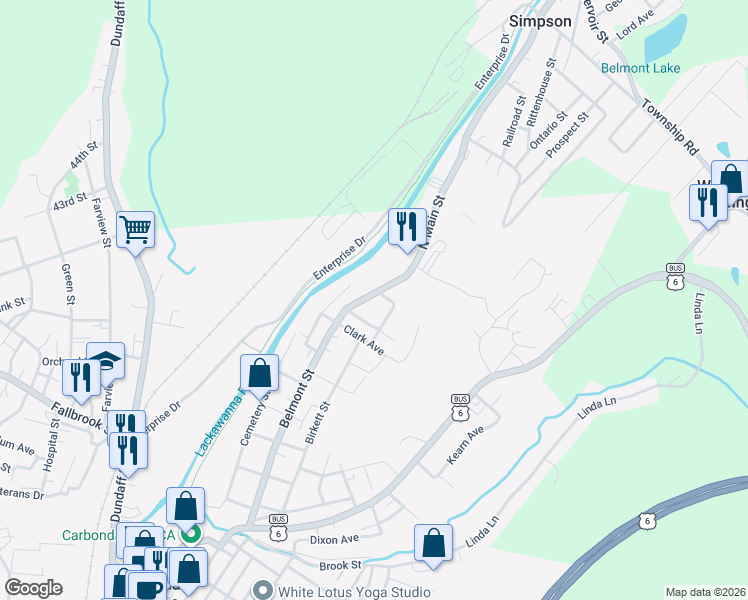 map of restaurants, bars, coffee shops, grocery stores, and more near 184 Belmont Street in Carbondale