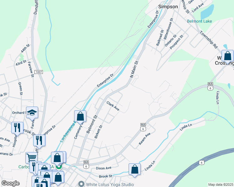 map of restaurants, bars, coffee shops, grocery stores, and more near 184 Belmont Street in Carbondale