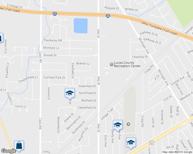 map of restaurants, bars, coffee shops, grocery stores, and more near 1421 Key Street in Maumee