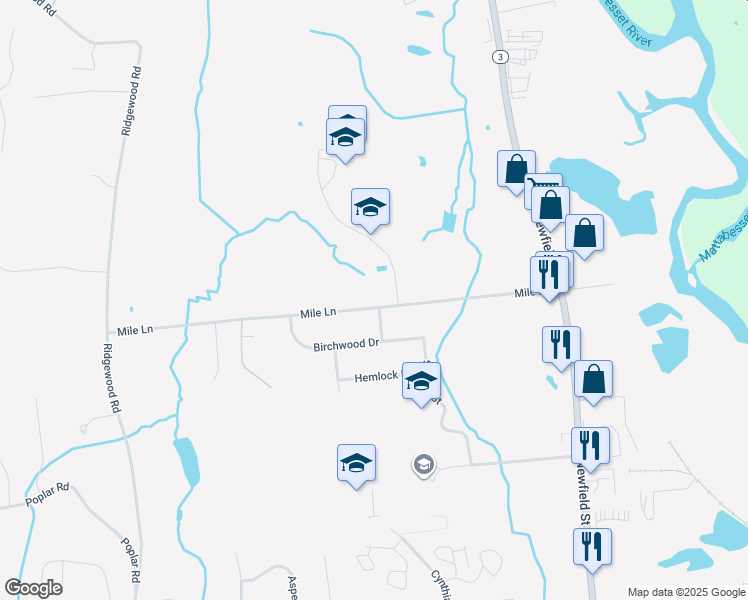 map of restaurants, bars, coffee shops, grocery stores, and more near 332 Mile Lane in Middletown