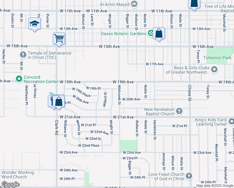 map of restaurants, bars, coffee shops, grocery stores, and more near 1972 Whitcomb Street in Gary