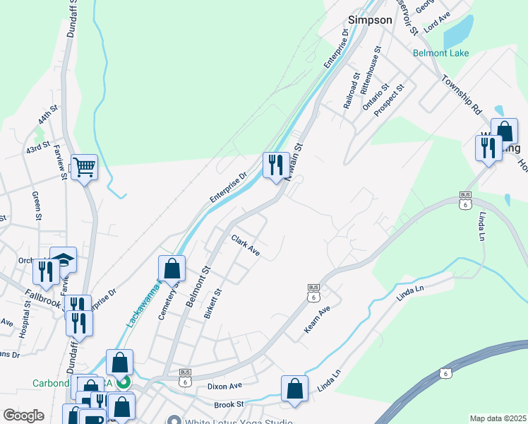 map of restaurants, bars, coffee shops, grocery stores, and more near 184 Belmont Street in Carbondale