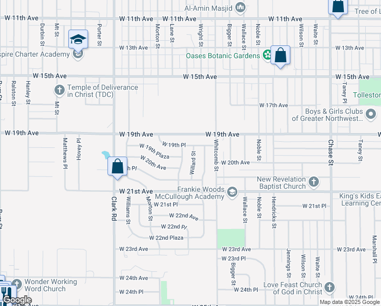 map of restaurants, bars, coffee shops, grocery stores, and more near 1966 Willard Street in Gary