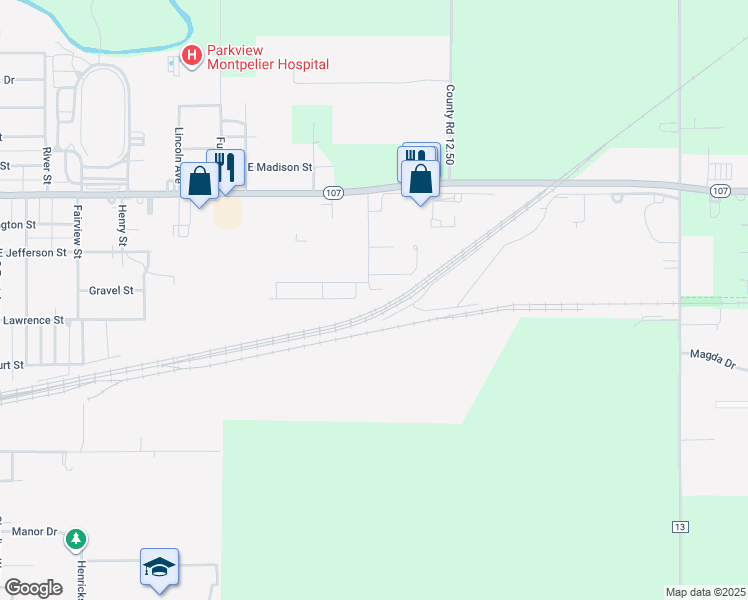 map of restaurants, bars, coffee shops, grocery stores, and more near 4 Larkspur Place in Montpelier