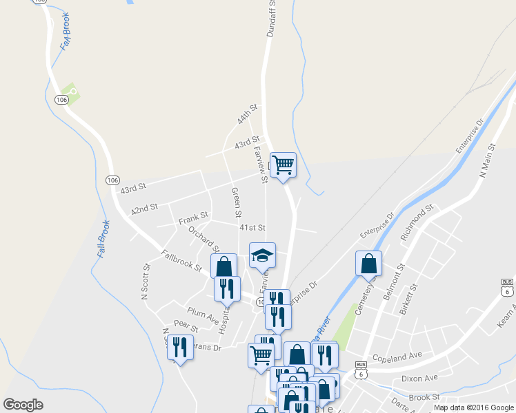 map of restaurants, bars, coffee shops, grocery stores, and more near 109 Farview Street in Carbondale