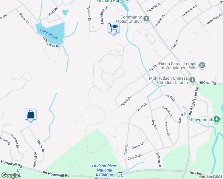 map of restaurants, bars, coffee shops, grocery stores, and more near 65 Farmington Road in Myers Corner