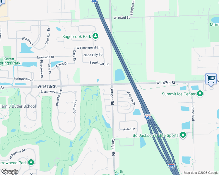 map of restaurants, bars, coffee shops, grocery stores, and more near 16728 South Parker Ridge Drive in Lockport