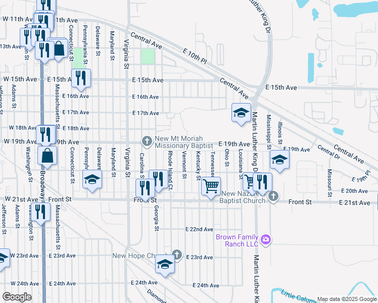 map of restaurants, bars, coffee shops, grocery stores, and more near 1944 Kentucky Street in Gary