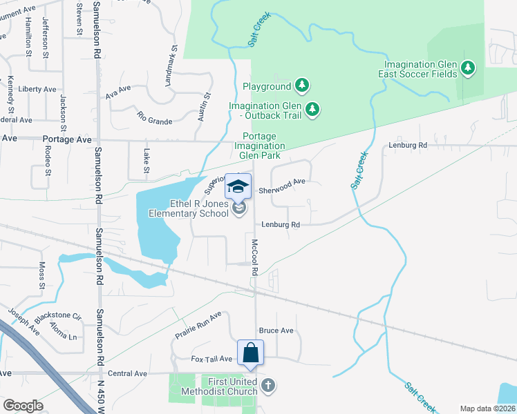 map of restaurants, bars, coffee shops, grocery stores, and more near 2302-2368 McCool Road in Portage