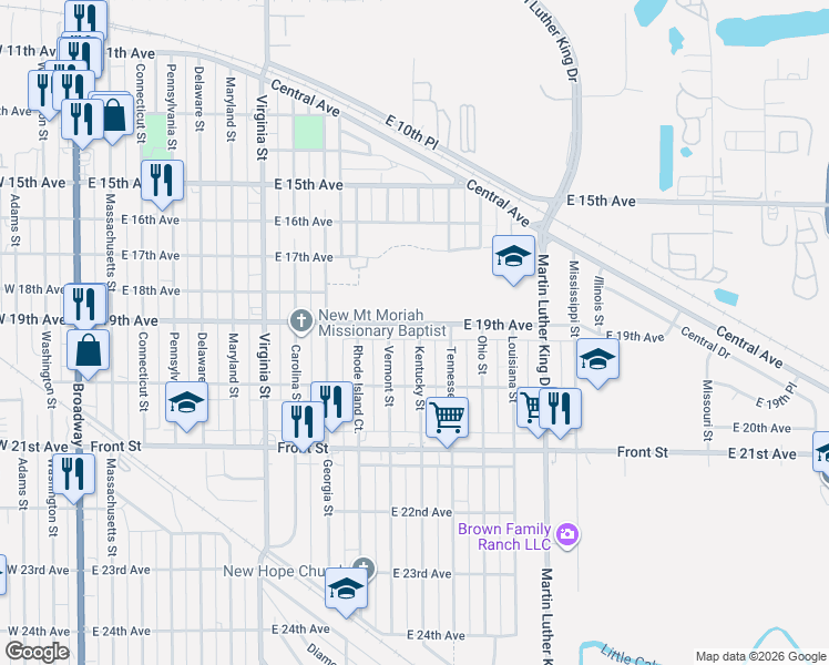 map of restaurants, bars, coffee shops, grocery stores, and more near 1944 Kentucky Street in Gary