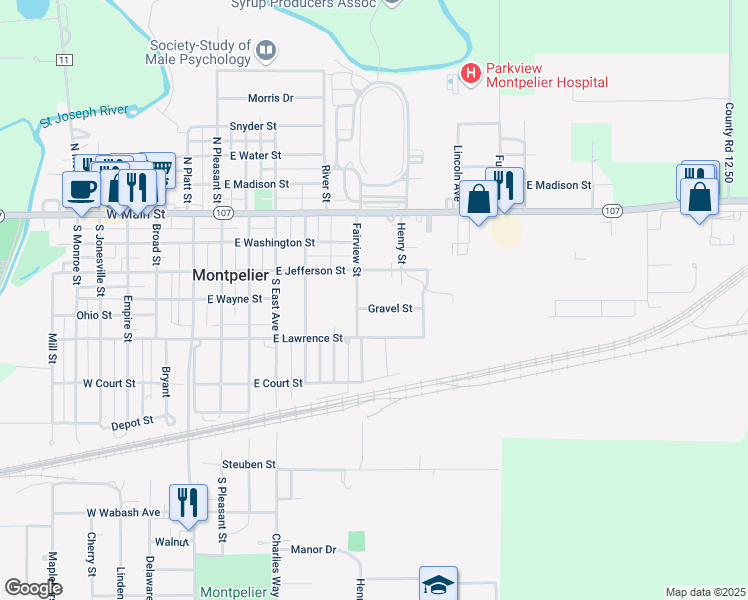 map of restaurants, bars, coffee shops, grocery stores, and more near 704 Gravel Street in Montpelier