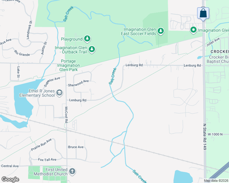 map of restaurants, bars, coffee shops, grocery stores, and more near 7162 Lenburg Road in Chesterton